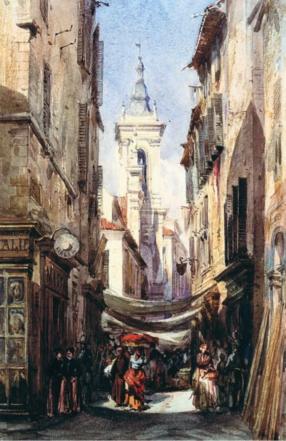 Vicolo di Nizza con vista della Cattedrale (Sainte - Réparate)
